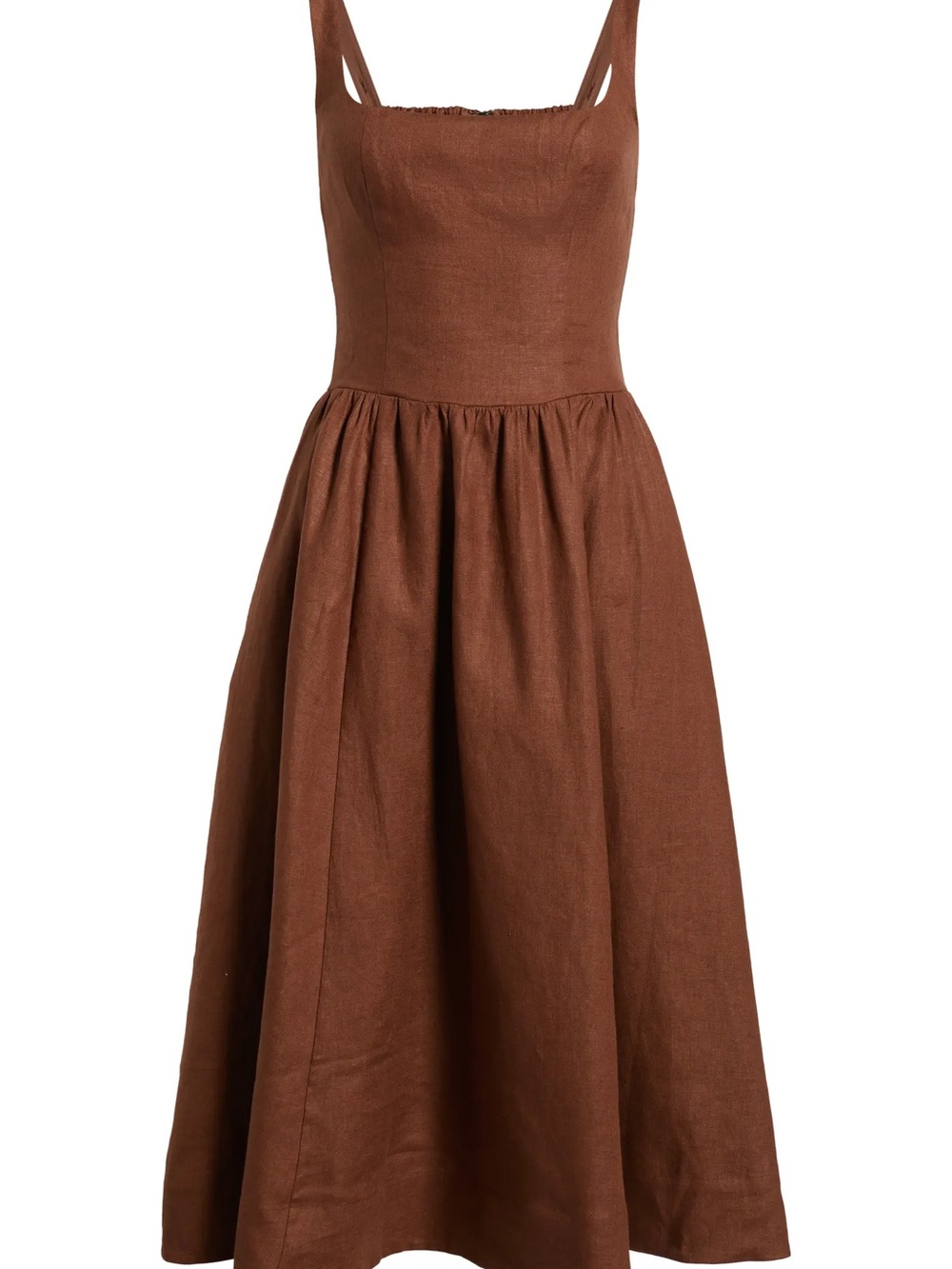 Reformation Brown Linen Midi Dress